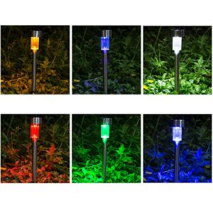 Wellgium Solar Lights Outdoor, Solar Lights Garden Lights Landscape Lighting Pathway Lights for Lawn Patio Stainless Steel-12 Pack(6 Colors)