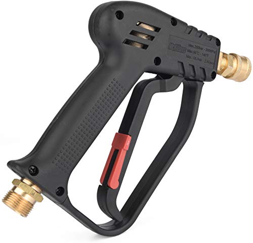 McKillans Short Pressure Washer Gun with Replacement M22 Inlet- High Pressure Water Handle with 1/4” Quick Connector Coupler - Power Washer Gun Compatible with Foam Cannon - Car Wash Foam Gun