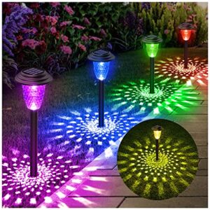 ensli solar pathway lights, 8 pack bright color changing/warm white solar lights outdoor waterproof solar garden lights, outdoor lights solar powered landscape path lights for yard, walkway, lawn