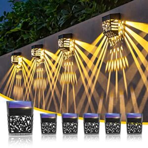 egoboo solar deck lights for stairs outdoor waterproof led,6 pcak color glow fence lights solar powered,universal front yard garden pool wall wtep post mailbox patio landscape lamps (black)