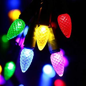 RECESKY C3 Bulbs Christmas String Lights with Built-in Timer - 50 LED 16.4ft Battery String Lights for Outdoor and Indoor, Fairy Lighting Garden, Yard, Garland, House, Xmas Tree, Christmas Decorations