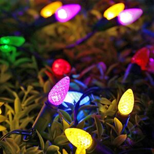 RECESKY C3 Bulbs Christmas String Lights with Built-in Timer - 50 LED 16.4ft Battery String Lights for Outdoor and Indoor, Fairy Lighting Garden, Yard, Garland, House, Xmas Tree, Christmas Decorations