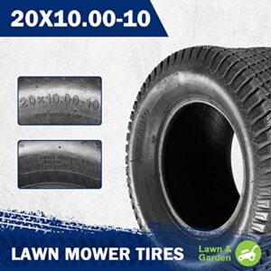 MaxAuto 20x10.00-10 Turf Tires for Lawn & Garden Mower Tractor 20x10x10 20x10-10 4 Ply, Set of 2
