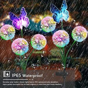 Morestar Solar Dandelion Flowers with Butterfly Outdoor Decorative,2 Pack 36 LEDs Multicolor Change Solar Garden Lights Solar Stake Lights,Waterproof Solar Outdoor Lights for Yard,Patio,Lawn Decor