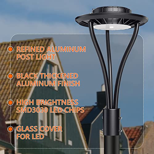 Yihuven 150W Led Post Top Light, 21000Lm(950W Equi), 5000K Daylight, IP67 Waterproof Outdoor LED Circular Area Pole Lighting Fixture for Street Garden Yard Pathway Driveway Front/Back Door