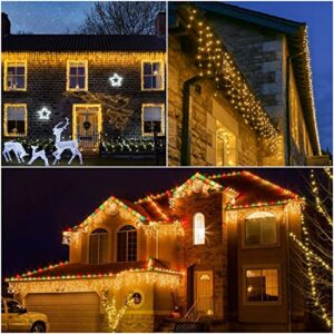 B-right Icicle Lights Outdoor, 32.8ft 480 LED Icicle Christmas Lights 60 Drops 8 Modes Waterproof Dimmable Curtain Lights with Remote Timer for Indoor Outdoor Eaves Garden Party Decor Warm White