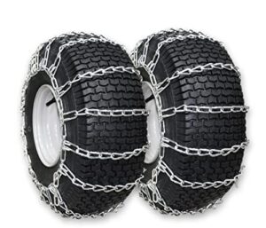 oakten set of 2 tire chains for lawn garden tractors mowers and rider, 2-link, compatible with cub cadet mtd troy bilt 490-241-0023 fits for tire size 20×8.00×8, 20×8.00×10