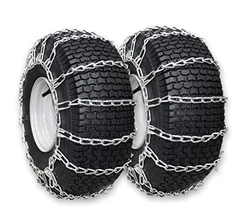 OakTen Set of 2 Tire Chains for Lawn Garden Tractors Mowers and Rider, 2-Link, Compatible with Cub Cadet MTD Troy Bilt 490-241-0023 Fits for Tire Size 20x8.00x8, 20x8.00x10