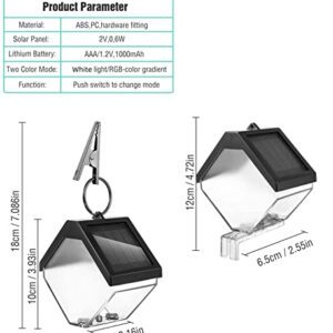 ELELINK Solar Hanging Lights Decorative Lamp White/RGB Mode Lighting for Christmas Tree Patio Garden Fence Post, Fixture with Wall Mount Kit & Hanging Clipper