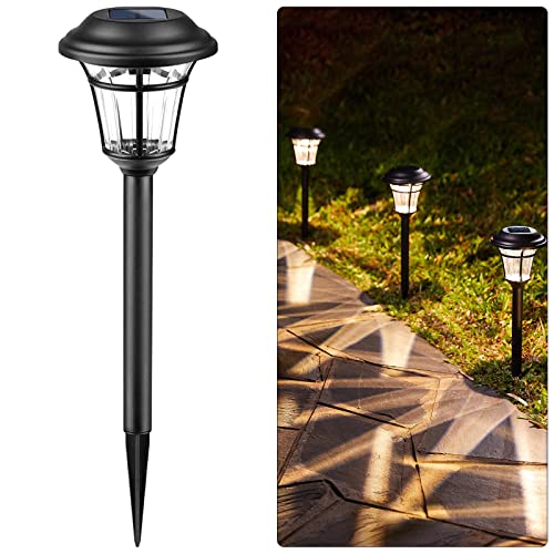 Brightown Solar Pathway Lights - 6 Pack Bright LED Solar Garden Lights, Waterproof Solar Lights Outdoor Decorative, 6LM Solar Walkway Lights for Path Yard Patio Driveway, 3000K Warm White