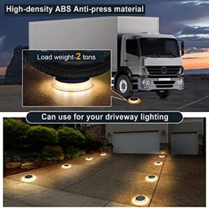 YiLaie LED Solar Deck Lights,Outdoor Round Step Lights Solor Powered,Stick on Solar Lights Waterproof,Auto ON/Off Solar Stair Lights for Garden Patio Concrete Pathway Walkway Driveway(4 Pack)