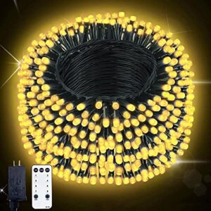 hawisphy 108ft christmas outdoor string lights, 300 led warm white string lights with remote, 8 lighting modes fairy lights for home tree party wedding garden halloween xmas decoration
