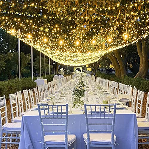 Hawisphy 108ft Christmas Outdoor String Lights, 300 LED Warm White String Lights with Remote, 8 Lighting Modes Fairy Lights for Home Tree Party Wedding Garden Halloween Xmas Decoration