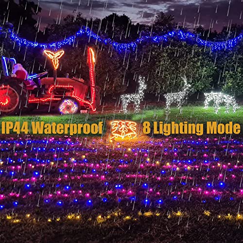 Hawisphy 108ft Christmas Outdoor String Lights, 300 LED Warm White String Lights with Remote, 8 Lighting Modes Fairy Lights for Home Tree Party Wedding Garden Halloween Xmas Decoration