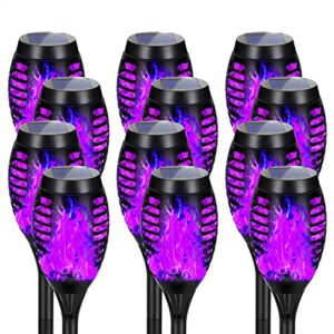 AOUNQ Solar Lights Outdoor Waterperoof Purple,【2023 Upgraded 】Outdoor Solar Torch Lights with Flickering Flame, 12Pack Mini Solar Outdoor Lights for Garden Yard Patio Pathway Decoration - Auto On/Off