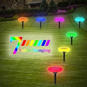 Fatpoom Colourful Solar Lights Outdoor, 7 Color Solar Pathway Lights Outdoor Garden Lights Landscape Lighting Weatherproof Auto On/Off for Garden Lawn Patio Yard Walkway Sidewalk Driveway (4Pack)