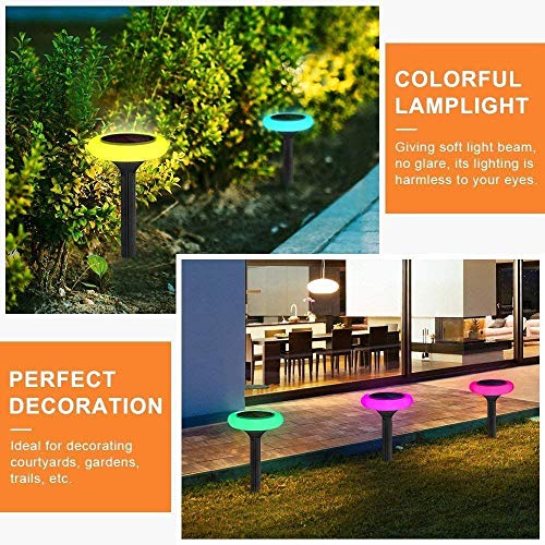 Fatpoom Colourful Solar Lights Outdoor, 7 Color Solar Pathway Lights Outdoor Garden Lights Landscape Lighting Weatherproof Auto On/Off for Garden Lawn Patio Yard Walkway Sidewalk Driveway (4Pack)