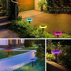 Fatpoom Colourful Solar Lights Outdoor, 7 Color Solar Pathway Lights Outdoor Garden Lights Landscape Lighting Weatherproof Auto On/Off for Garden Lawn Patio Yard Walkway Sidewalk Driveway (4Pack)