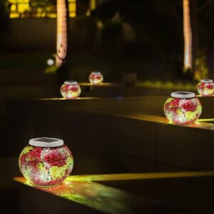 Solar Glass Garden Light, Solar Decor light, Solar Ball light, Mosaic Color-Changing Solar Table Light, Waterproof Led Night Light for Party, Patio, Garden, Bedroom, Best Indoor/Outdoor Decorations