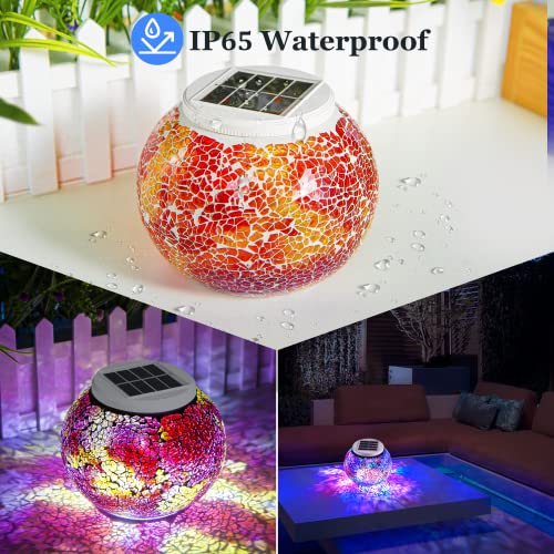 Solar Glass Garden Light, Solar Decor light, Solar Ball light, Mosaic Color-Changing Solar Table Light, Waterproof Led Night Light for Party, Patio, Garden, Bedroom, Best Indoor/Outdoor Decorations