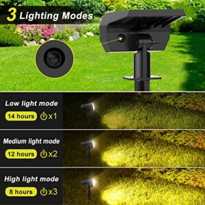 Solar Spot Lights Outdoor Waterproof IP65, [8 Pack/52 LED] 2-in-1 Solar Landscaping Spotlights, 3 Lighting Modes Solar Powered Garden Flood Light for Patio Pathway Driveway Pool Yard(Warm White)