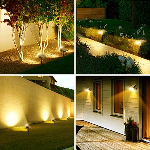 Solar Spot Lights Outdoor Waterproof IP65, [8 Pack/52 LED] 2-in-1 Solar Landscaping Spotlights, 3 Lighting Modes Solar Powered Garden Flood Light for Patio Pathway Driveway Pool Yard(Warm White)