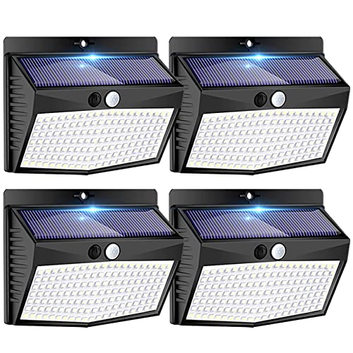 Solar Outdoor Lights, [138 LED/4 Packs] Solar Motion Sensor Security Lights with 3 Lighting Modes Wireless Solar Wall Lights Waterproof Solar Powered Lights for Garden Fence Yard Deck Garage