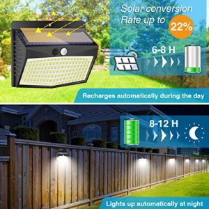 Solar Outdoor Lights, [138 LED/4 Packs] Solar Motion Sensor Security Lights with 3 Lighting Modes Wireless Solar Wall Lights Waterproof Solar Powered Lights for Garden Fence Yard Deck Garage