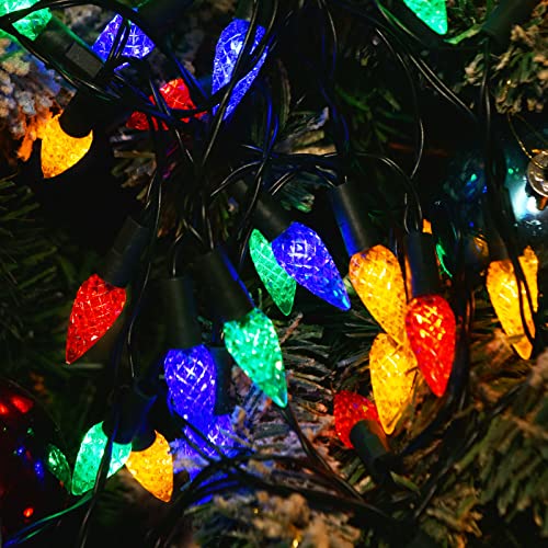 2 Pack 50Led Solar Outdoor Christmas Decorations, 8 Modes Strawberry String Lights with Remote,Christmas Fairy Lights Solar Operated Waterproof for Garden, Yard, Party, Christmas Tree Decorations