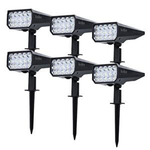 ketive bright solar spotlights outdoor,solar outdoor light waterproof, auto-on/off last a whole night yard lights, cold white, 6 pack