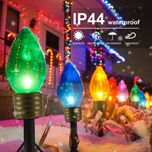 Jumbo C9 Christmas Pathway Lights Outdoor - 2 Pack 8.5 Feet 5 LED C9 Walkway Lights, Multicolor Jumbo Lights Christmas Bulb Lights Outdoor Decorations for Lawn Holiday Outside Yard Garden