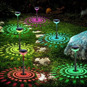 elemy solar path lights color changing/warm white solar lights outdoor waterproof solar powered garden lights path lights for garden pathway yard(6 pcs)