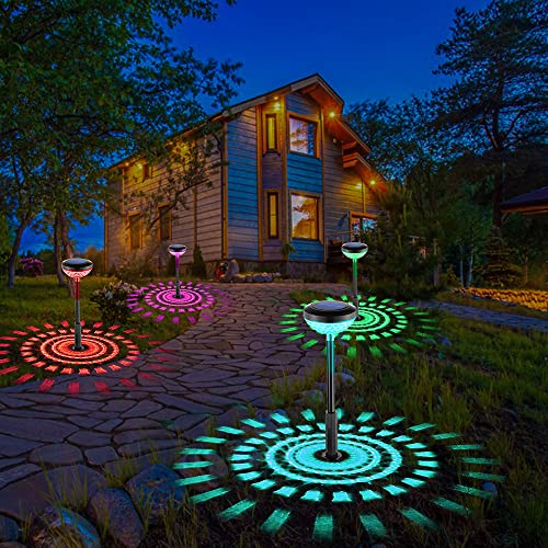 Elemy Solar Path Lights Color Changing/Warm White Solar Lights Outdoor Waterproof Solar Powered Garden Lights Path Lights for Garden Pathway Yard(6 Pcs)