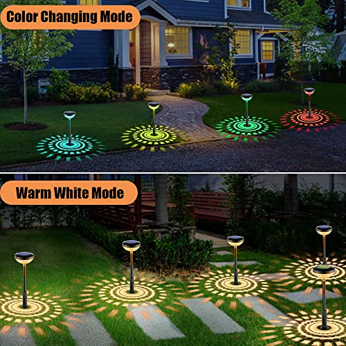 Elemy Solar Path Lights Color Changing/Warm White Solar Lights Outdoor Waterproof Solar Powered Garden Lights Path Lights for Garden Pathway Yard(6 Pcs)