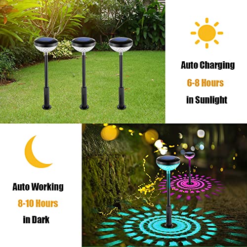 Elemy Solar Path Lights Color Changing/Warm White Solar Lights Outdoor Waterproof Solar Powered Garden Lights Path Lights for Garden Pathway Yard(6 Pcs)