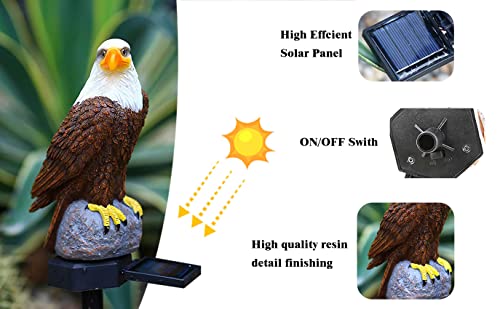 CHUANGFENG Eagle Figurine Garden Solar Stake Light Solar Eagle Lights Outdoor Decorative Bright Light Eagle Statue for Garden, Lawn,Patio,Yard Decoration