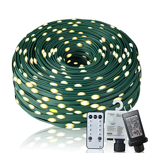 Honadar Christmas Rope Lights,1000LED/328Ft Outdoor Decorative String Strobe with 8 Modes/Remote/IP67 Waterproof/Timer/Memory Function for Xmas Holiday/Wedding/Party/DIY/Garden/Patio/Atmosphere Decor