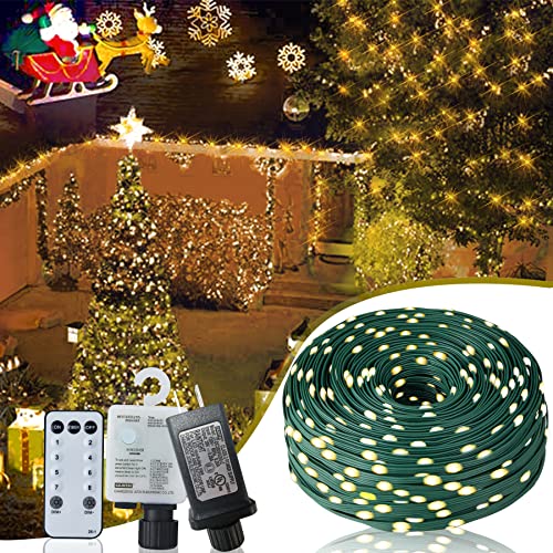 Honadar Christmas Rope Lights,1000LED/328Ft Outdoor Decorative String Strobe with 8 Modes/Remote/IP67 Waterproof/Timer/Memory Function for Xmas Holiday/Wedding/Party/DIY/Garden/Patio/Atmosphere Decor