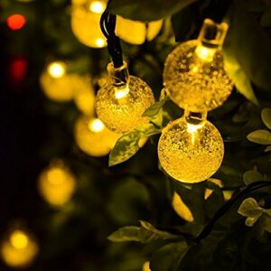 Hann Solar String Lights, 20ft 30 LEDs Crystal Ball 8 Working Modes Waterproof Outdoor String Lights Solar Powered Globe Fairy String Lights for Garden, Yard, Home, Landscape,Christmas Party