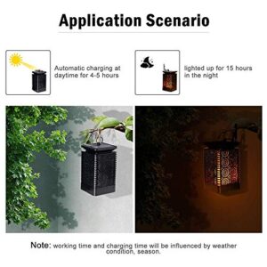 Solar Lantern Lights Dancing Flame Waterproof Outdoor Hanging Lantern Solar Powered Umbrella Led Night Lights Dusk to Dawn Auto on off Landscape Decorative for Garden Patio Deck Yard Path 2 Pack