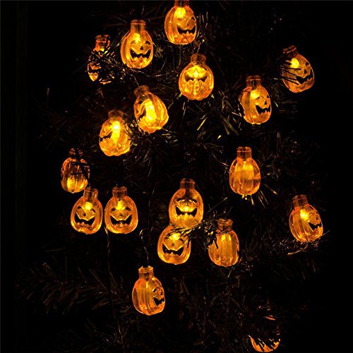 Hann Solar String Lights, 30 LEDs Pumpkin Waterproof Outdoor Halloween String Lights Solar Powered Globe Fairy String Lights for Garden, Yard, Home, Landscape,Christmas Party (1 Pack)
