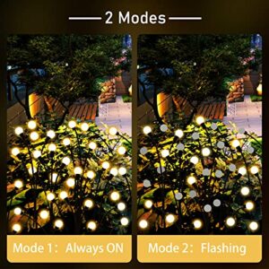 SHUKAN 4 Pack 10LED Solar Firefly Lights, Upgraded Solar Garden Lights Outdoor IP65 Waterproof, Swaying When Wind Blows, Solar Starburst Swaying Lights for Yard Patio Pathway Decoration (Warm White)