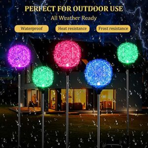 Solar Garden Lights Outdoor, Upgraded Magic Globe Powered Garden Light, Multi-Color Changing LED Solar Stake Lights for Patio Backyard Pathway Party Decoration (2 PCS)