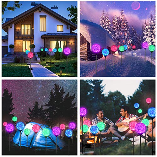 Solar Garden Lights Outdoor, Upgraded Magic Globe Powered Garden Light, Multi-Color Changing LED Solar Stake Lights for Patio Backyard Pathway Party Decoration (2 PCS)