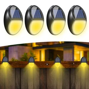 XINREE Solar Deck Lights Outdoor, LED Solar Fence Lights Waterproof Lamp for Wall Backyard Porch, Patio, Pool,Step Stairs, Yard, Garden, Pathway (4 Pack, 10 LED Warm Yellow)