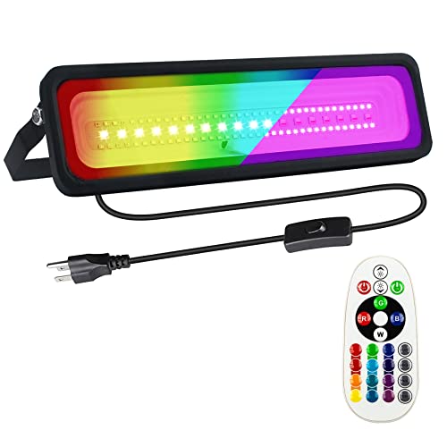 Indmird 50W UV+RGB Lights, Color Changing Lights, Black Light for Glow Party, RGB Flood Light, with Switch and Remote, for Garden Lighting, Stage Lighting, Holiday Parties, Aquariums, Halloween