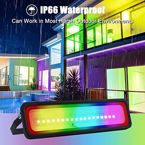 Indmird 50W UV+RGB Lights, Color Changing Lights, Black Light for Glow Party, RGB Flood Light, with Switch and Remote, for Garden Lighting, Stage Lighting, Holiday Parties, Aquariums, Halloween