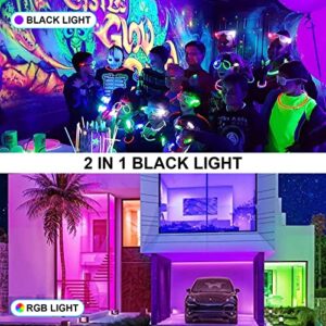 Indmird 50W UV+RGB Lights, Color Changing Lights, Black Light for Glow Party, RGB Flood Light, with Switch and Remote, for Garden Lighting, Stage Lighting, Holiday Parties, Aquariums, Halloween