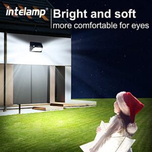 intelamp Solar Lights Outdoor, Solar Motion Sensor Lights Solar Fence Lights,Solar Garden Light 5 Working Modes and Adjust Brightness and Color by Remote Control for Garage Walls Fences Yards Lights