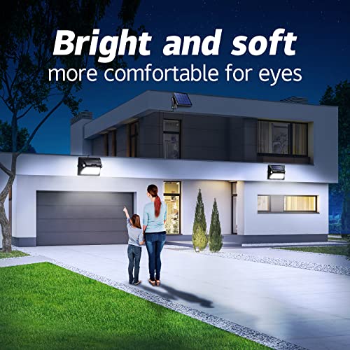 intelamp Solar Lights Outdoor, Solar Motion Sensor Lights Solar Fence Lights,Solar Garden Light 5 Working Modes and Adjust Brightness and Color by Remote Control for Garage Walls Fences Yards Lights